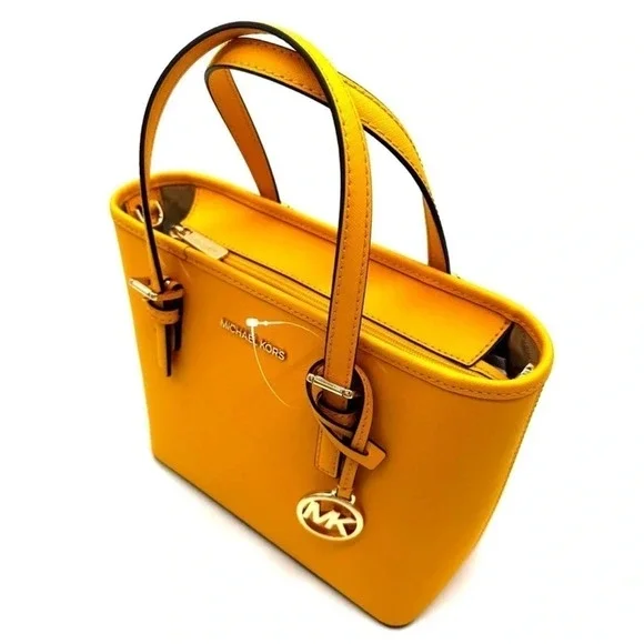 Michael Kors Jet Set Travel Extra-Small Top Zip Tote Bag Jasmine Yellow - Picture 6 of 10